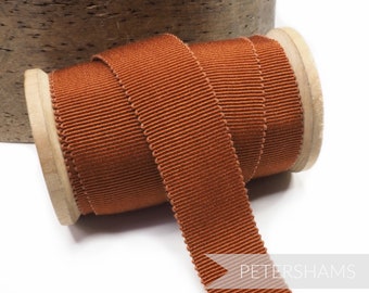 Rust 100% Cotton Millinery Petersham Ribbon 3 Sizes (15mm No.3, 25mm No.5, 35mm No.9) - 1m