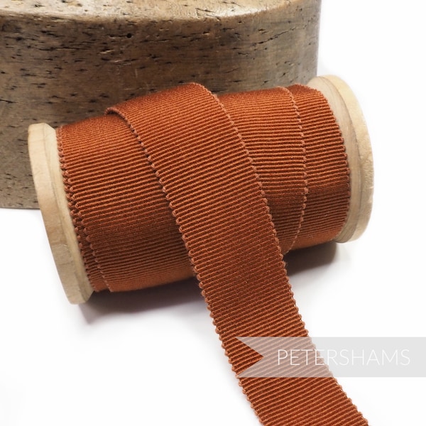 Rust 100% Cotton Millinery Petersham Ribbon 3 Sizes (15mm No.3, 25mm No.5, 35mm No.9) - 1m