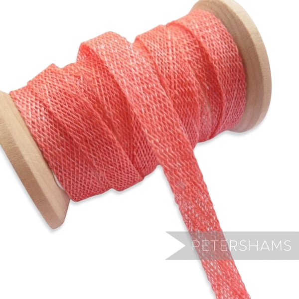 1cm Sinamay Bias Binding Tape Strip (1.6m/1.7yards) for Millinery & Hat Making - Coral