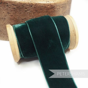 36 mm französisches Samtband für Kopfschmuck, Hutbesatz & Kunsthandwerk 1 Meter (1.09 yards) - Flaschengrün