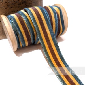 23 mm Gestreiftes französisches Samtband für Hutmacherhandwerk & Hutbesatz 1 Meter - Mason