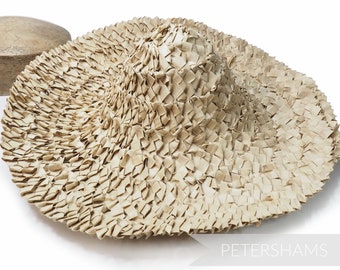 Vintage 1960s Ruffle Natural Strip Straw Capeline for Hat Making, Millinery - 12"