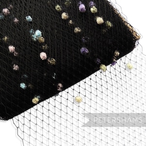 Pastel Dotted Veiling 23cm/9 inch wide for fascinators, millinery 1m (1.09 yards) - Black