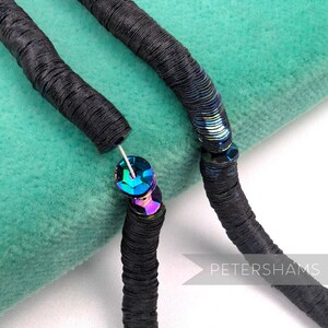 5mm Cupped Vintage French Sequin Worm Strings for Millinery & Embroidery- Black Iridescent