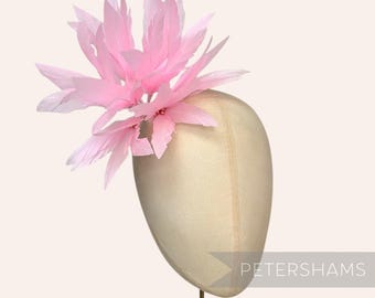 Bubble-gum Pink Large 'Kay' Feather Pom Flower Millinery Hat Mount for Headbands and Hat Making