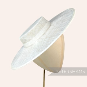 Large Brim Sinamay Boater Fascinator Hat Base for Millinery & Hat Making - Ivory