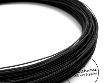 1.0mm (19 Gauge) Firm Cotton Covered Millinery Wire For Hat Making, Flower Making - Black