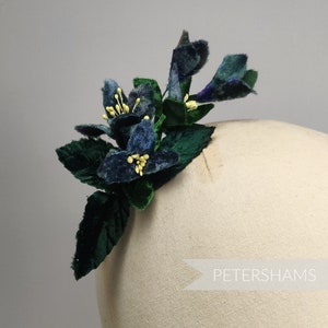 Vintage Velvet Millinery Flower Hat Mount &#39;Elsie&#39; - Green Mix