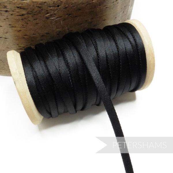 5mm Tubular Satin Trim  for Hats, Millinery, and Fascinators - Black