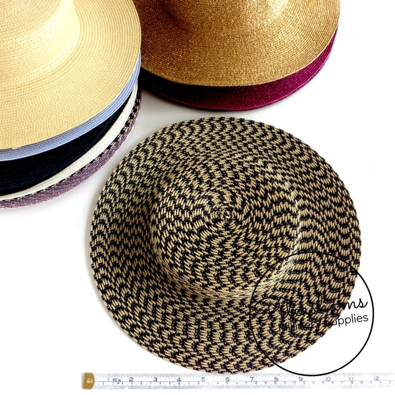 Small Brim Polybraid Boater Fascinator Hat Base for Millinery /& Hat Making Black and Straw