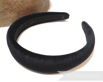 30mm Skinny Super Padded Velvet Headbands for Hat Making and Millinery - Black