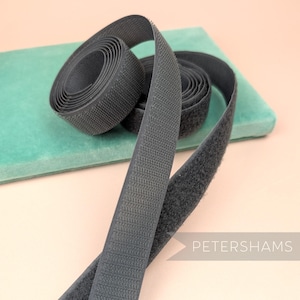 25mm Dark Grey Sew-on Hook and Loop Fastening Tape for Crafting, Haberdashery & Millinery - 1m
