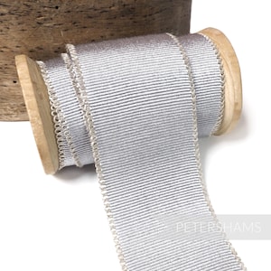 45 mm Leinenrand mit Schleife für Hutmacherkunst Petersham Hutband für Hutmacherhandwerk und Hutherstellung - 1 m - Silbergrau