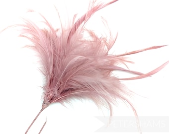 Fluffy Goose Biot & Hackle Feather Hat Mount Trim for Fascinators and Hat Making -  Dusky Pink