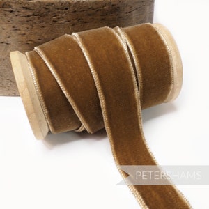 23 mm französisches Samtband für Hutmacherkunst, Hutmacherhandwerk & Bastelarbeiten 1 Meter - Toast