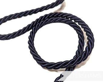 Vintage 8mm Chunky Twisted Rope Cording - 1m- Navy