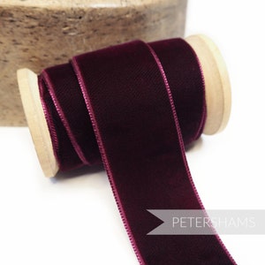 36mm French Velvet Ribbon for Millinery, Hat Trimming & Crafts 1 metre (1.09 yards) - Bordeaux