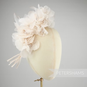 Organza 'Amelia' Millinery Flower Hat Mount for Millinery & Hat Making - Warm Ivory