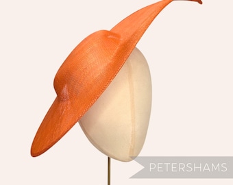Burnt Orange Extra Large Pointed Tip Sinamay Fascinator Hat Base for Millinery