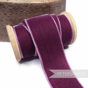Ruban velours français 36 mm pour chapellerie, garniture de chapeaux et travaux manuels 1 mètre (1,09 yard) - Raisin