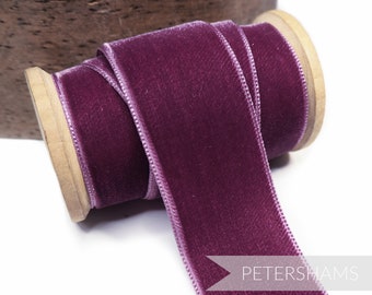 Hand Dyed Boysenberry Purple Silk Velvet Ribbon 4 Widths to choose from Hand Dyed Boysenberry Purple Silk Velvet Ribbon 4 Widths to choose from