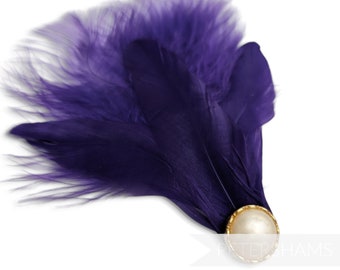 Marabou & Coque Feather Flapper Style Hat Mount for Millinery and Hat Making - Purple