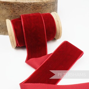 36 mm Frans fluwelen lint voor modevak, hoedenversiering en knutselwerk 1 meter (1,09 yards) - dieprood