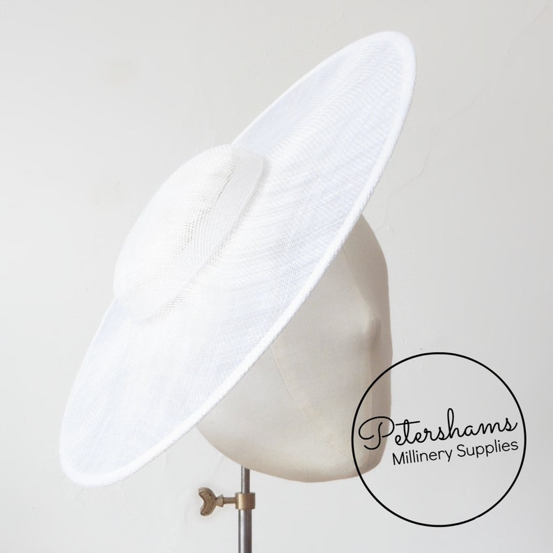 Cartwheel Sinamay Fascinator Hat Base for Millinery & Hat Making - White 