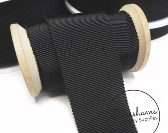 Black French Millinery Petersham Ribbon 3 Sizes (15mm No.3, 25mm No.5, 40mm No.10)