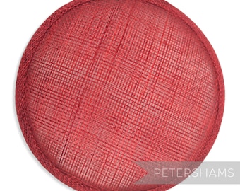 Poppy Red 13.5cm Round Sinamay Fascinator Hat Base for Millinery & Hat Making