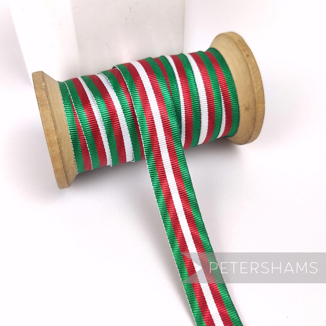 Mitred Ribbon Vintage 16mm Striped Moiré Grosgrain Ribbon for Hat Making 1m - Emerald ...