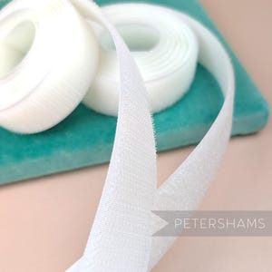 25mm White Sew-on Hook and Loop Fastening Tape for Crafting, Haberdashery & Millinery - 1m