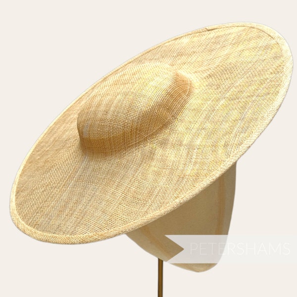 Metallic Lurex Cartwheel Sinamay Fascinator Base for Millinery & Hat Making - Natural with Gold