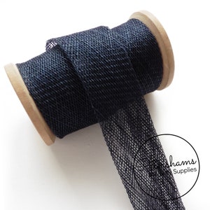 3 cm Sinamay Schrägband Streifen (1,6 m) für Hutmacherwaren - French Navy