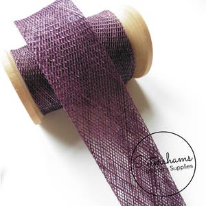Ruban adhésif en biais Sinamay de 3 cm (1,6 m/1,7 yard) pour chapellerie et chapellerie - Prune