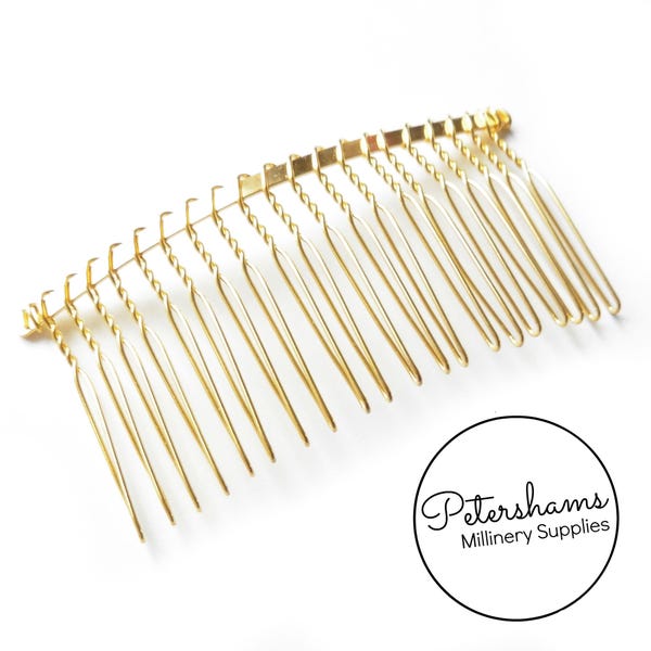 8.5cm (3.25") Gold Plated Metal Hair Comb for Fascinators & Millinery