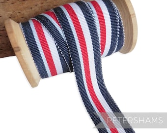 Tom Traditional Stripe Millinery Petersham Hat Ribbon 2 Sizes (25mm & 35mm) - 1m