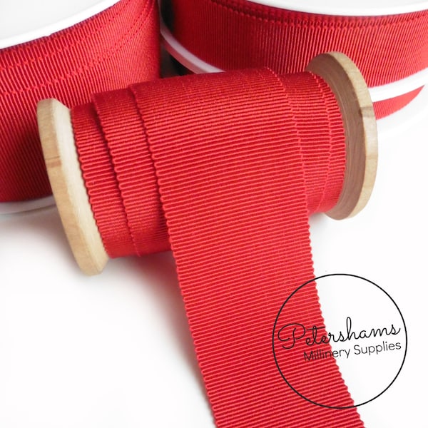 Deep Red French Millinery Petersham Ribbon 3 Sizes (15mm No.3, 25mm No.5, 40mm No.10)