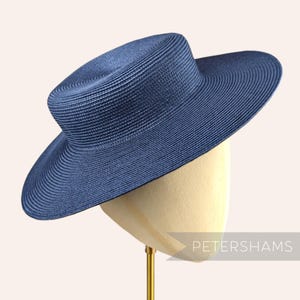 Small Brim Polybraid Boater Fascinator Hat Base for Millinery & Hat Making - Navy Blue