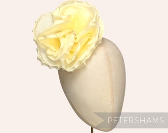 Butter Yellow Silk 'Danielle' Large 15cm Rose Millinery Fascinator Flower Hat Mount