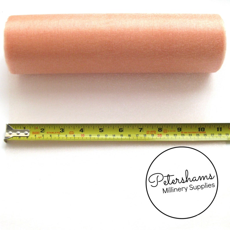 29cm Peach Wide Shimmer Organza Fabric for Millinery /& Crafts 1 Metre 11.4 Inch