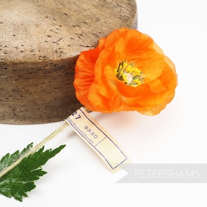 Vintage 1950's-60's 'Millie' California Poppy Millinery Hat Mount for Fascinators and Hat Making - Dark Orange