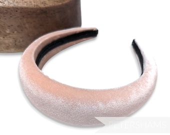 40mm Super Padded Velvet Headbands for Hat Making and Millinery - Peachy Pink