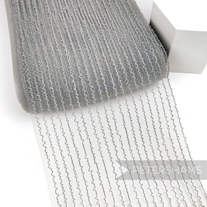 Threaded 15cm (6 inch) Wide Crinoline (Crin, Horsehair Braid) for Hats, Millinery, and Fascinators - 1m (1.09 yards) - Pewter Grey
