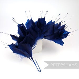 Royal Blue Large Spiky Goose Feather Wired Millinery Hat Mount