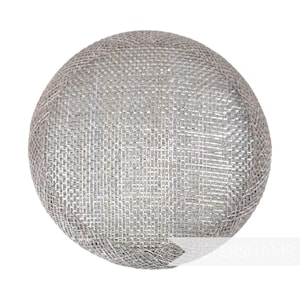 Metallic Lurex 10.5cm Round Sinamay Hat Base for Millinery - Pale Grey Silver