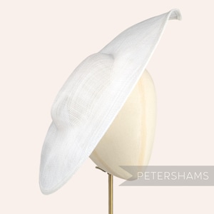 Extra Large Pointed Tip Sinamay Fascinator Hat Base for Millinery - White