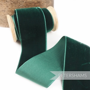 Nastro di velluto francese da 50 mm per cappelleria, rifiniture per cappelli e artigianato 1 metro (1,09 iarde) - Verde bottiglia