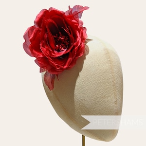Silk 'Chloe' 11cm Rose Millinery Fascinator Flower Hat Mount - Red Ombre