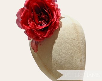 Soie 'Chloé' 11cm Rose Millinery Fascinator Flower Hat Mount - Rouge Ombre